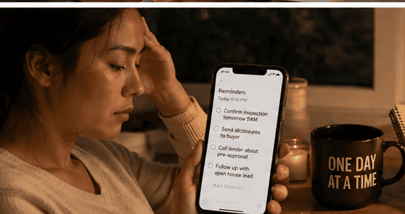 Real estate agent managing mental load with reminders and task management